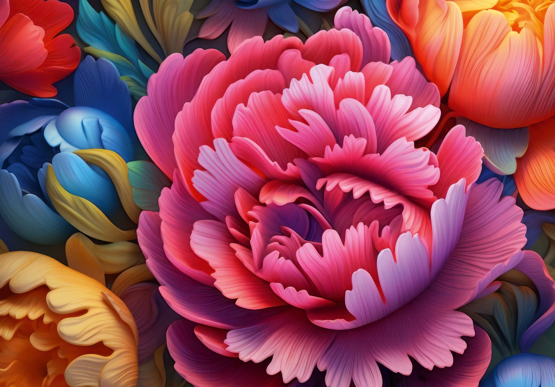 Vibrant Peony Garden Petals Wall Mural