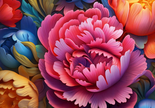 Vibrant Peony Garden Petals Wall Mural
