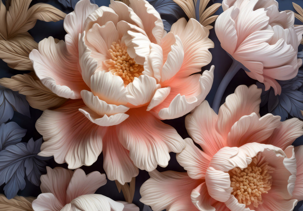 Soft Blush Peony Petals in Bloom Wall Mural in your room