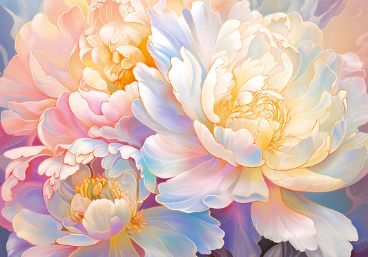 Ethereal Pastel Peony Bloom Wall Mural