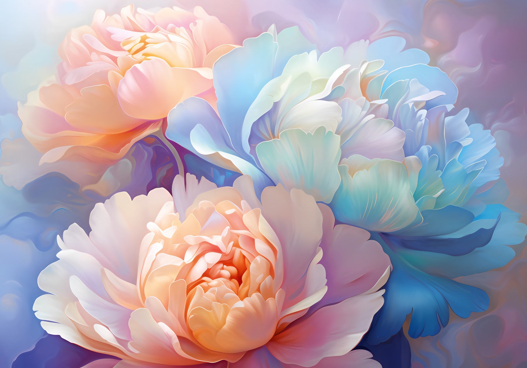 Pastel Peony Bloom Wall Mural