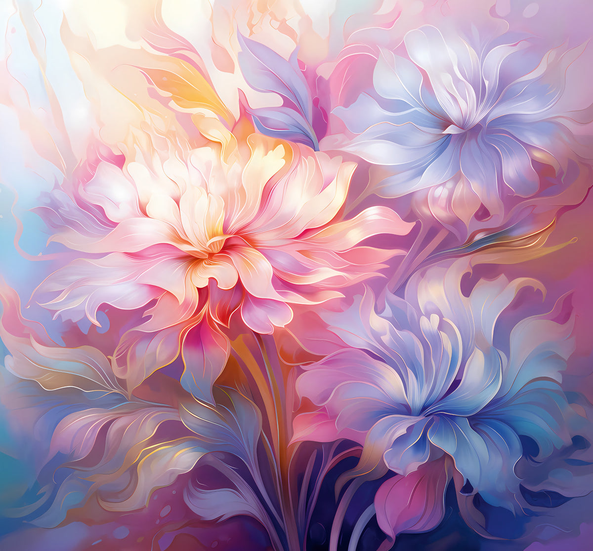 Ethereal Pastel Floral Bloom Wall Mural in your room