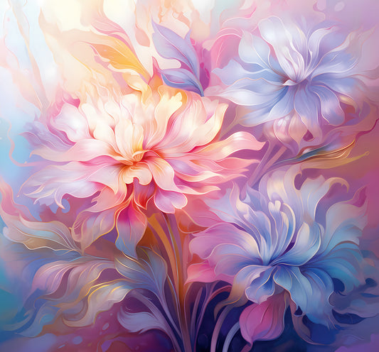 Ethereal Pastel Floral Bloom Wall Mural
