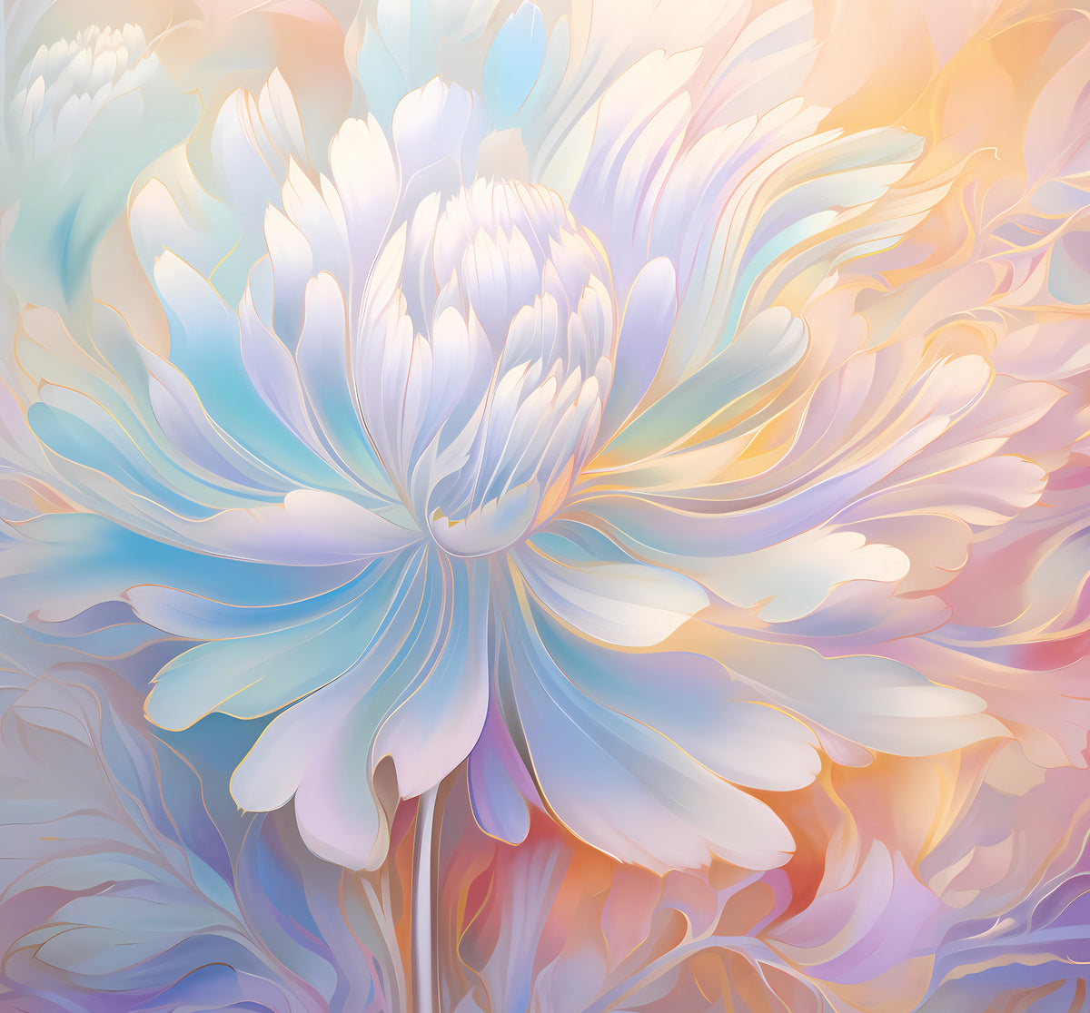 Ethereal Pastel Bloom Wall Mural in your room — zoomed