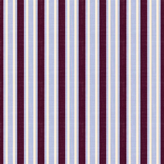 Ivy League Faux Linen Vertical Stripes - Burgundy Lilac And Cream Wallpaper⁠