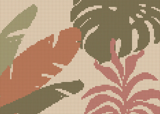 Retro Botanical Mosaic Motif Wall Mural