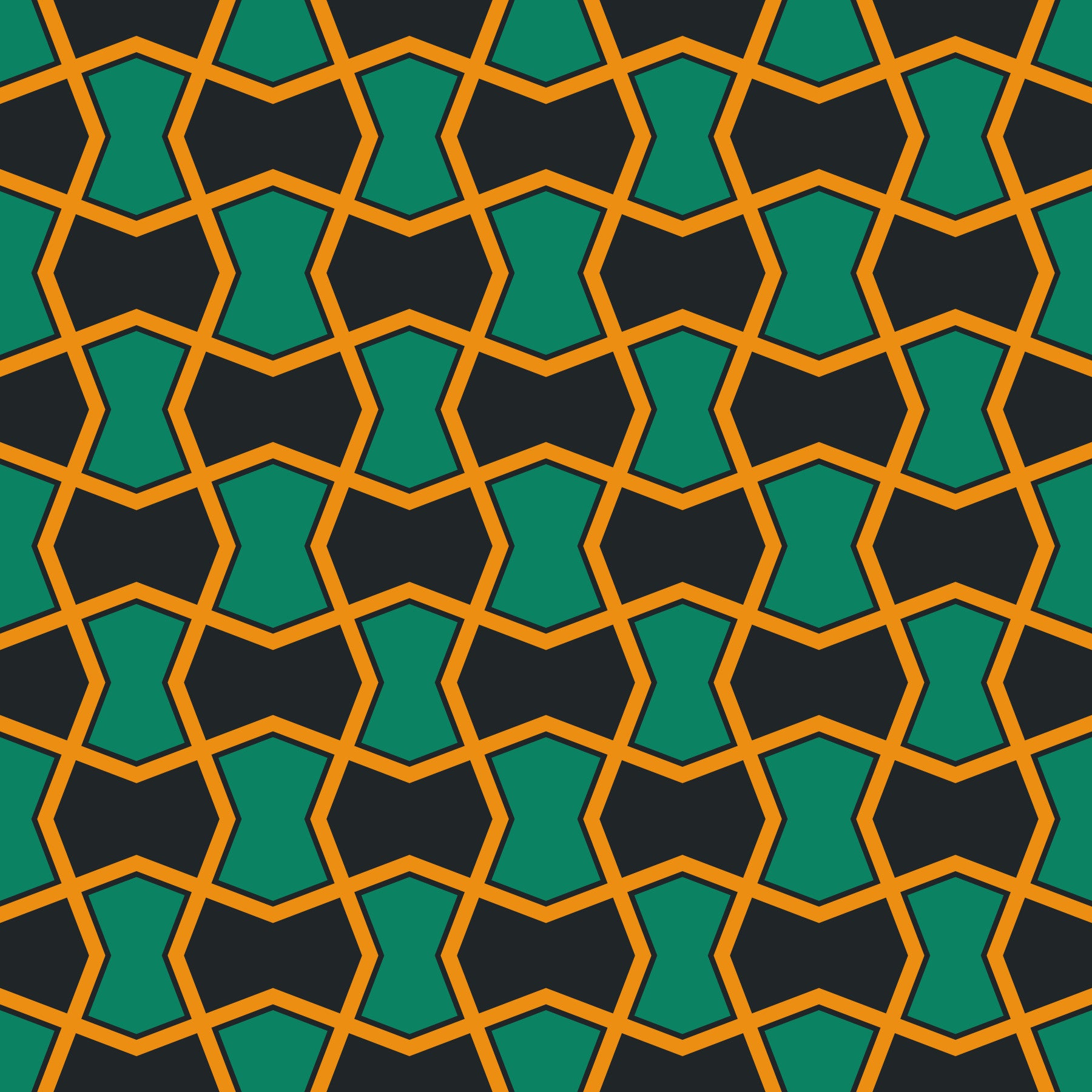 Charcoal and Green Art Deco Grid Wallpaper⁠
