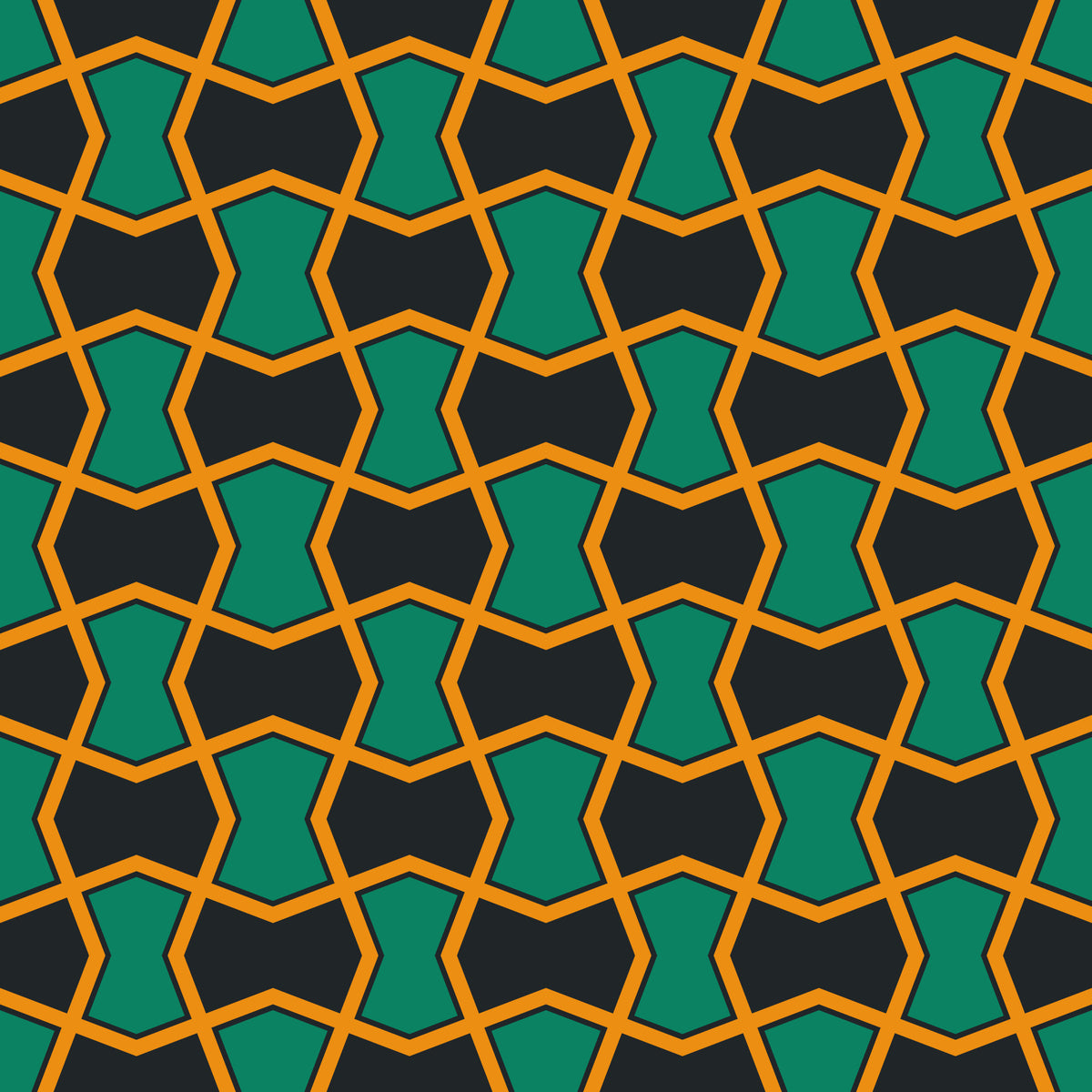 Charcoal and Green Art Deco Grid Wallpaper⁠ in your room