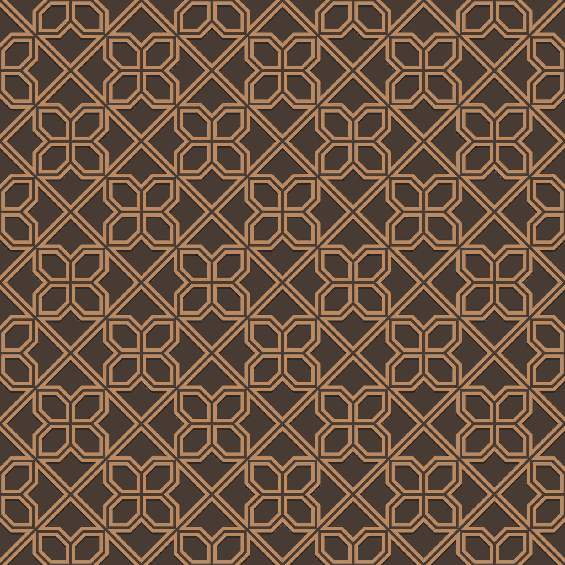 Geometric Lattice Bronze and Charcoal Wallpaper⁠