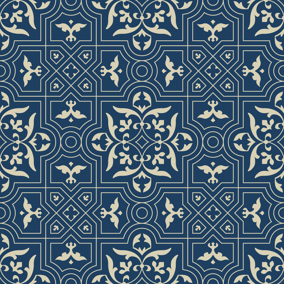 Midnight Damask Geometric Tile Wallpaper⁠