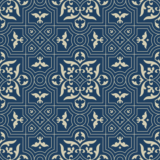 Midnight Damask Geometric Tile Wallpaper⁠
