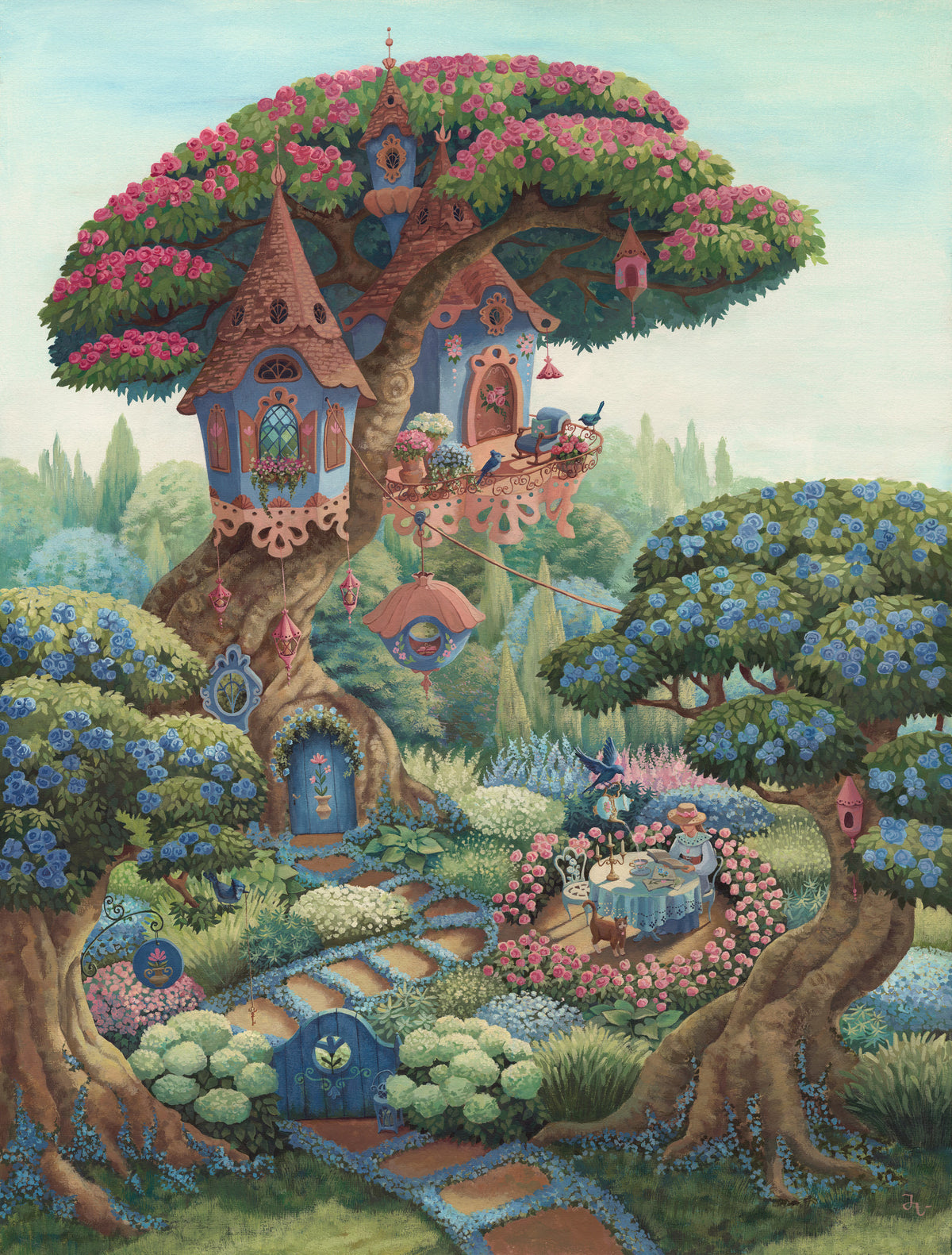 Whimsical Treehouse Garden Haven Wall Mural in your room