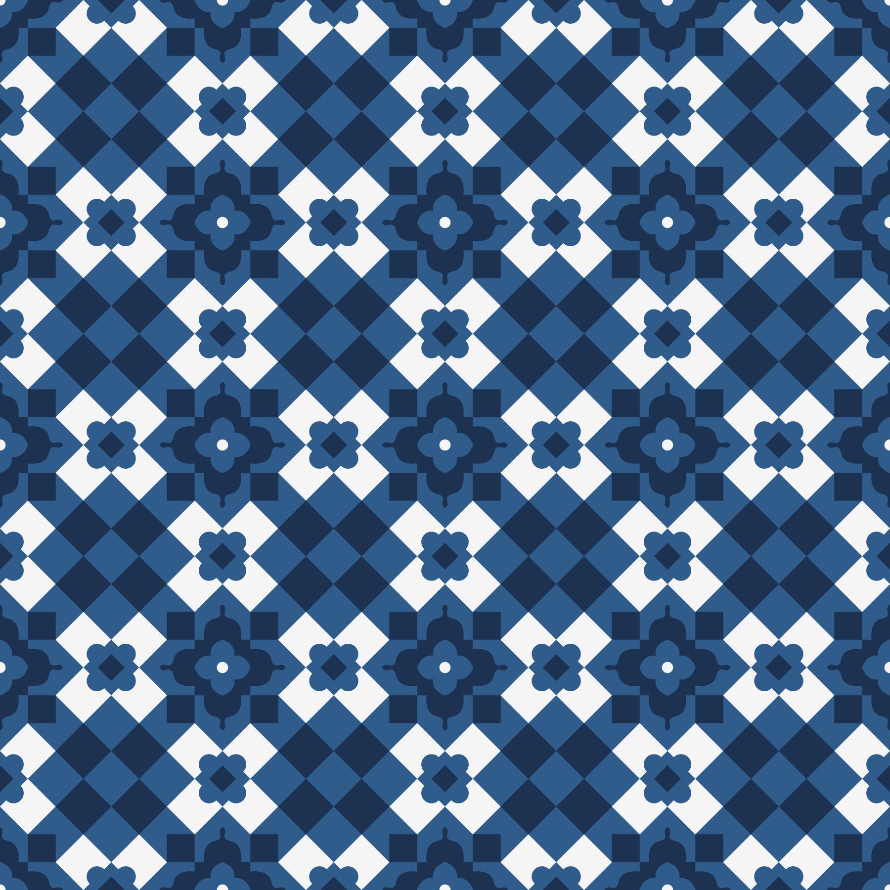 Midnight Navy Diamond Tile Pattern Wallpaper⁠
