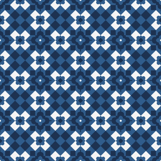 Midnight Navy Diamond Tile Pattern Wallpaper⁠