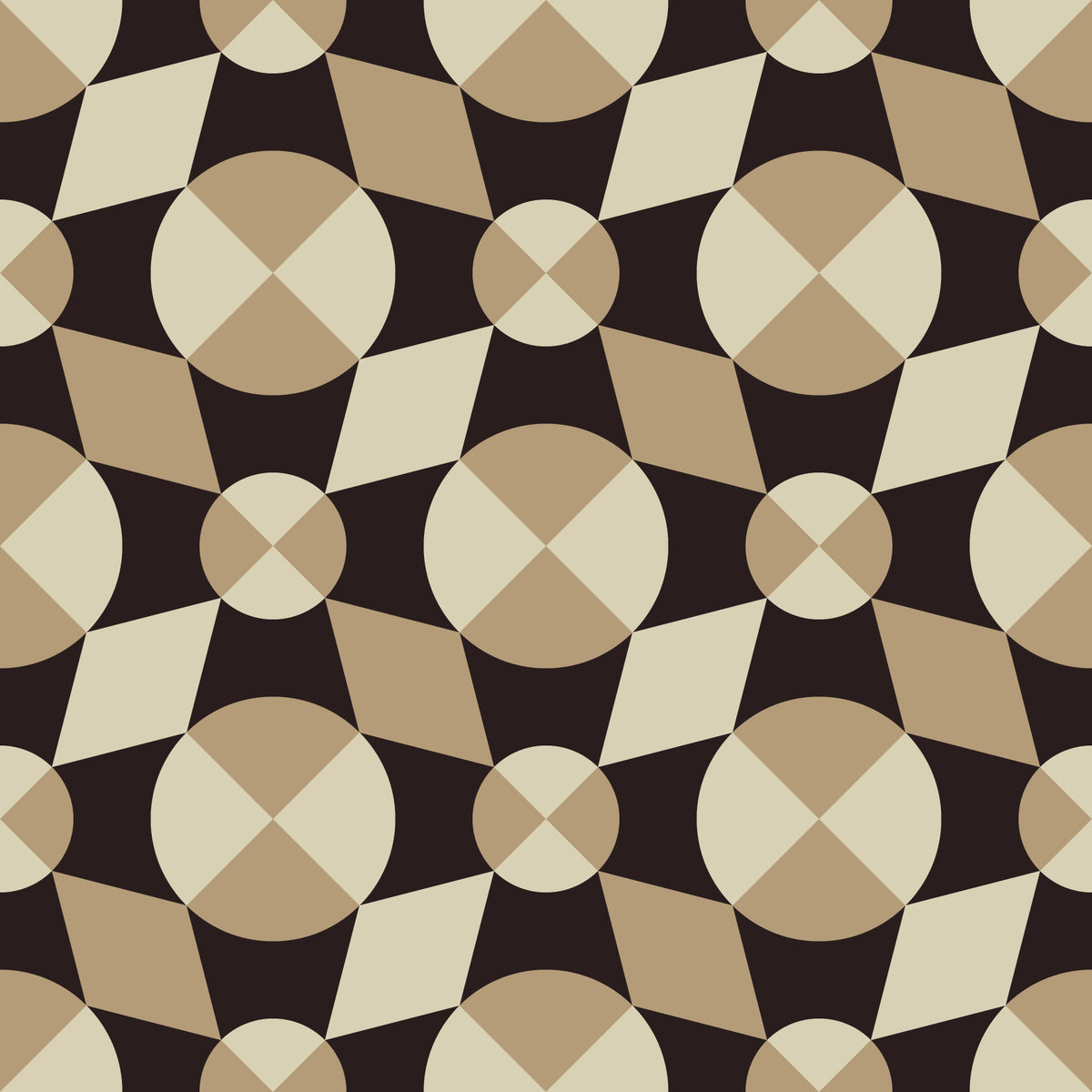 Geometric Mid-Century Tiles in Earth Tones Wallpaper⁠