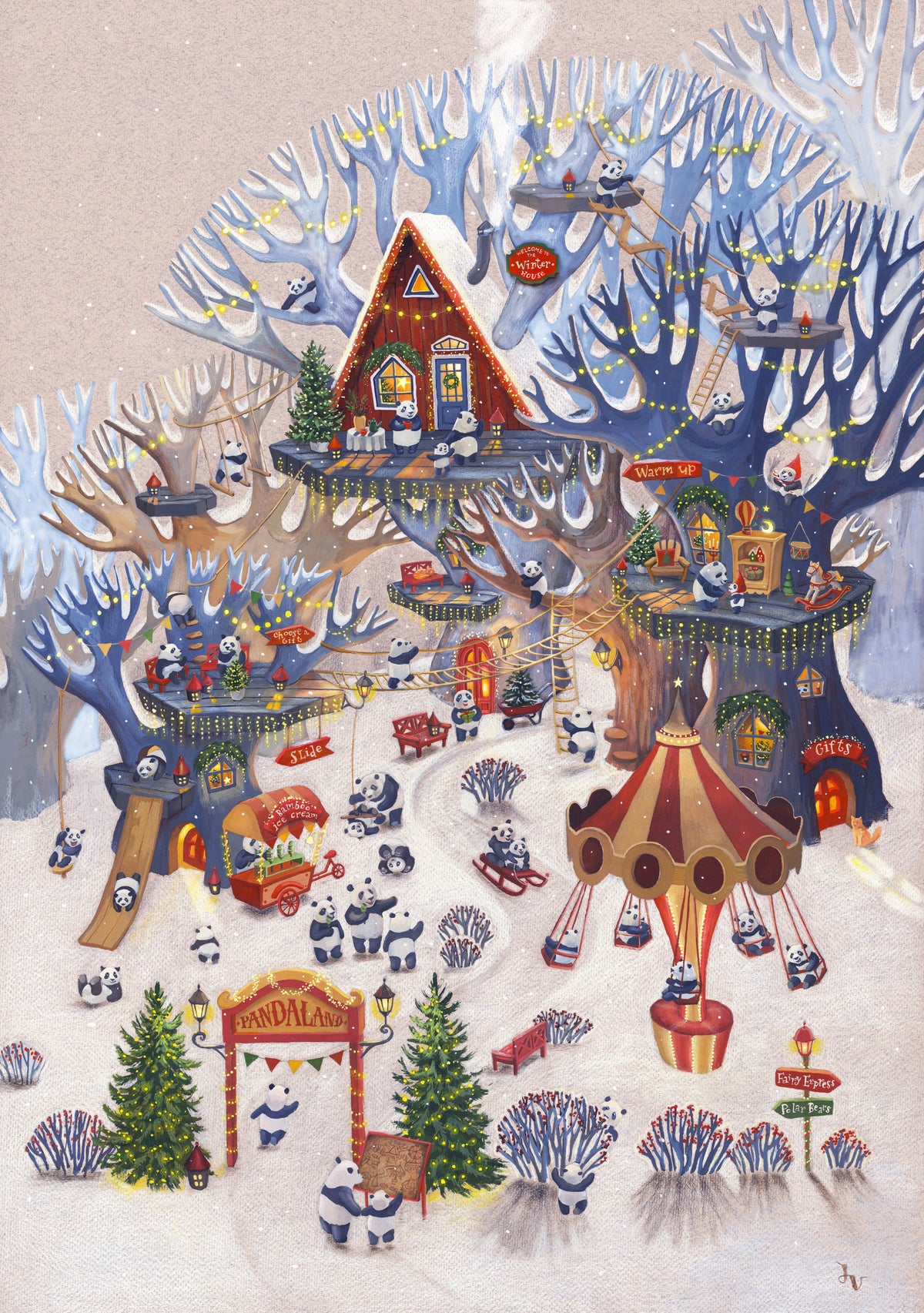 Pandaland Winter Forest Playground Wall Mural in your room — zoomed