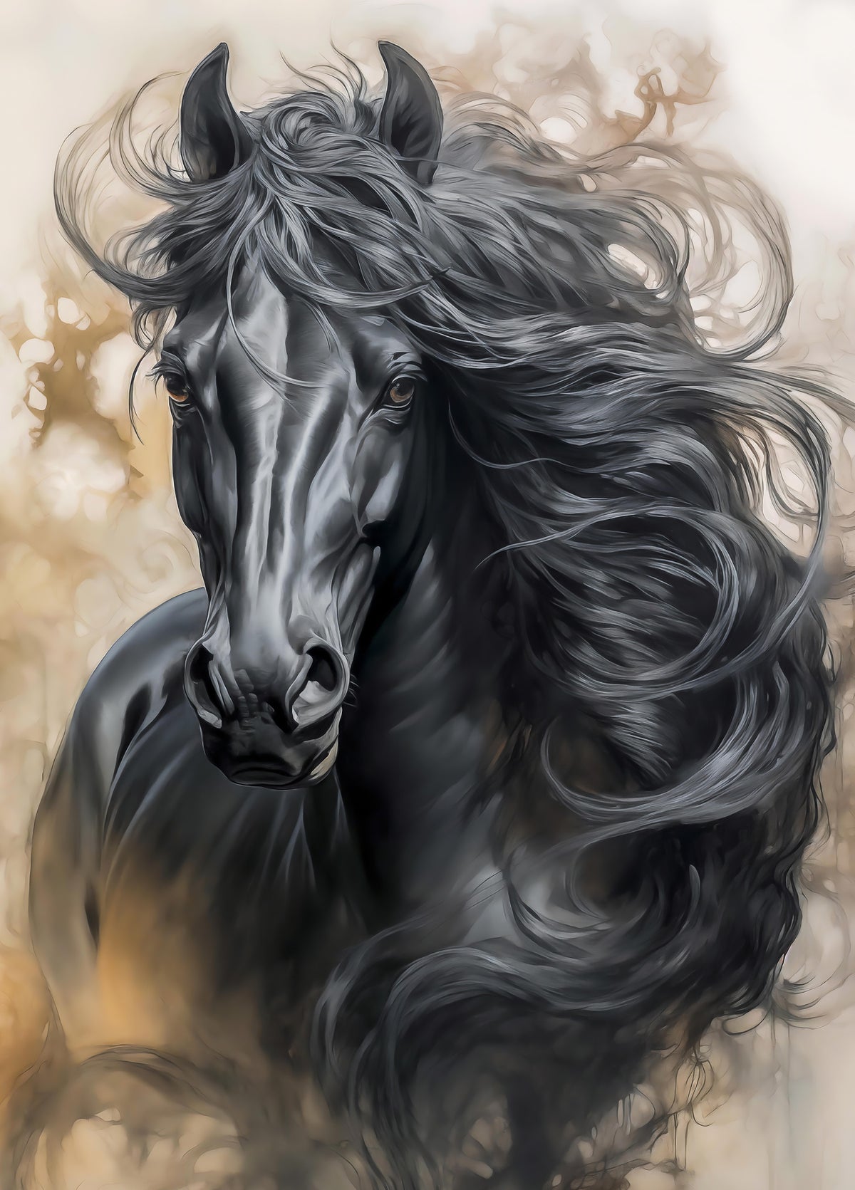 Black Horse Portrait Wall Mural in your room