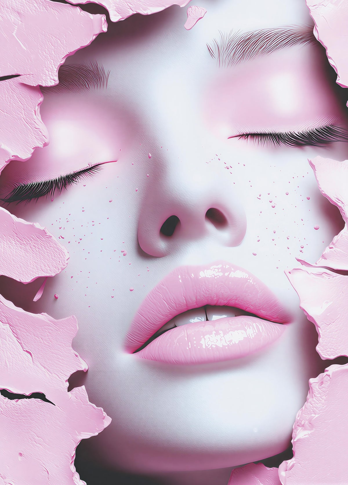Ethereal Blush Girl Portrait Wall Mural in your room