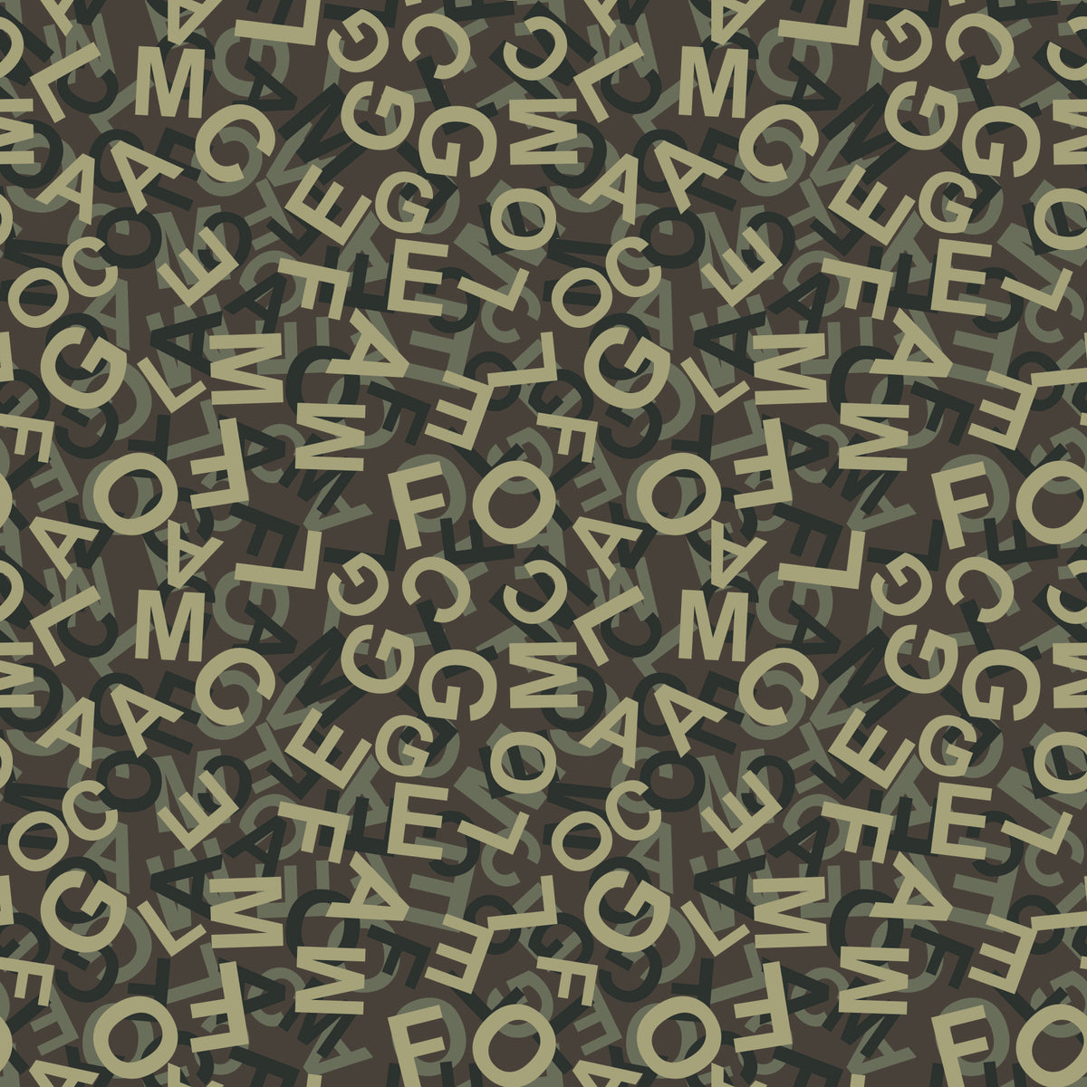 Abstract Alphabet Camouflage Wallpaper⁠ in your room — zoomed
