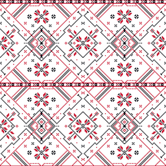 Folklore Geometric Cross-Stitch Pattern Wallpaper⁠