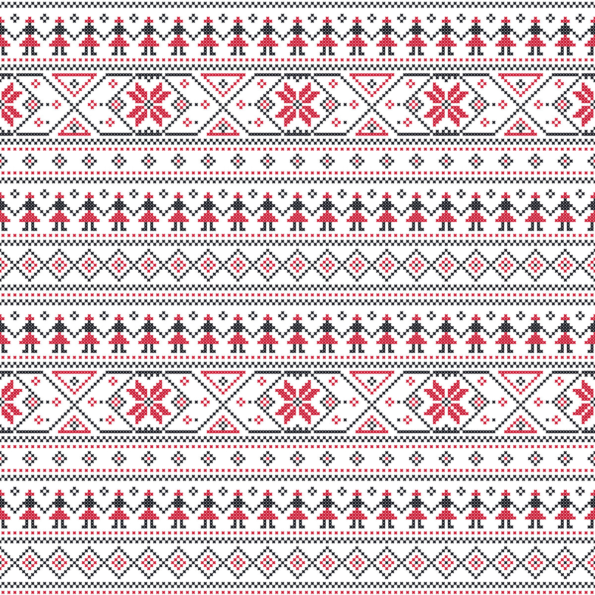 Geometric Folk Art Tile Pattern Wallpaper⁠ in your room — zoomed