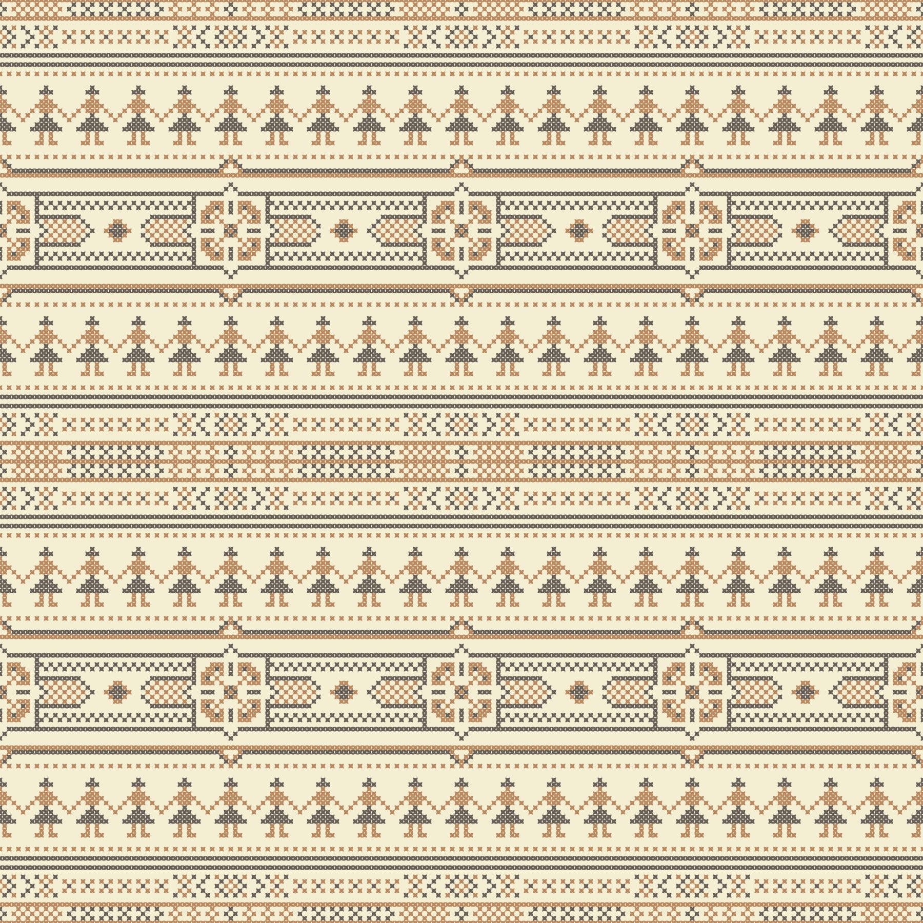 Folklore Cross Stitch Motif Wallpaper⁠