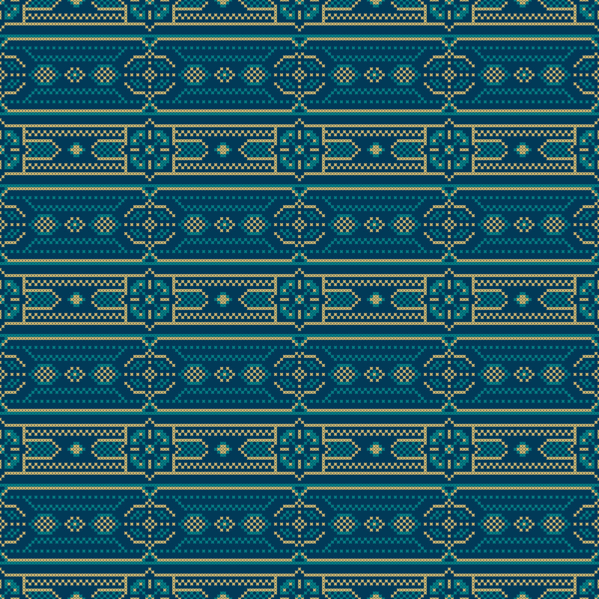 Abstract Teal and Gold Mosaic Wallpaper⁠ in your room — zoomed