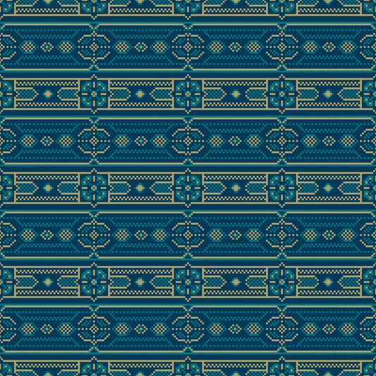 Abstract Teal and Gold Mosaic Wallpaper⁠