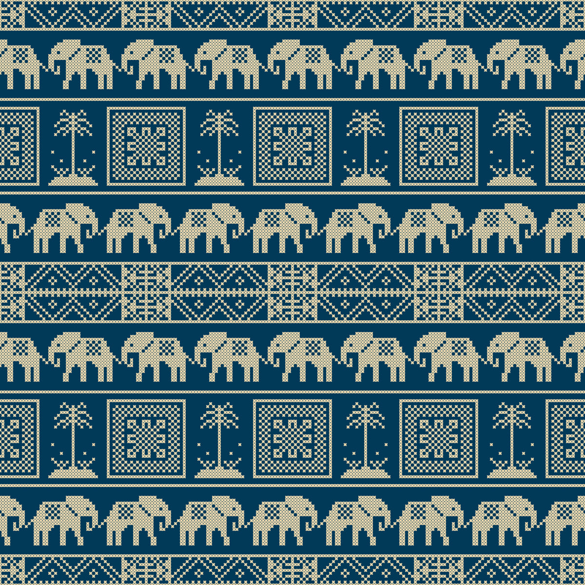 Folklore Elephant and Palm Motif Wallpaper⁠ in your room