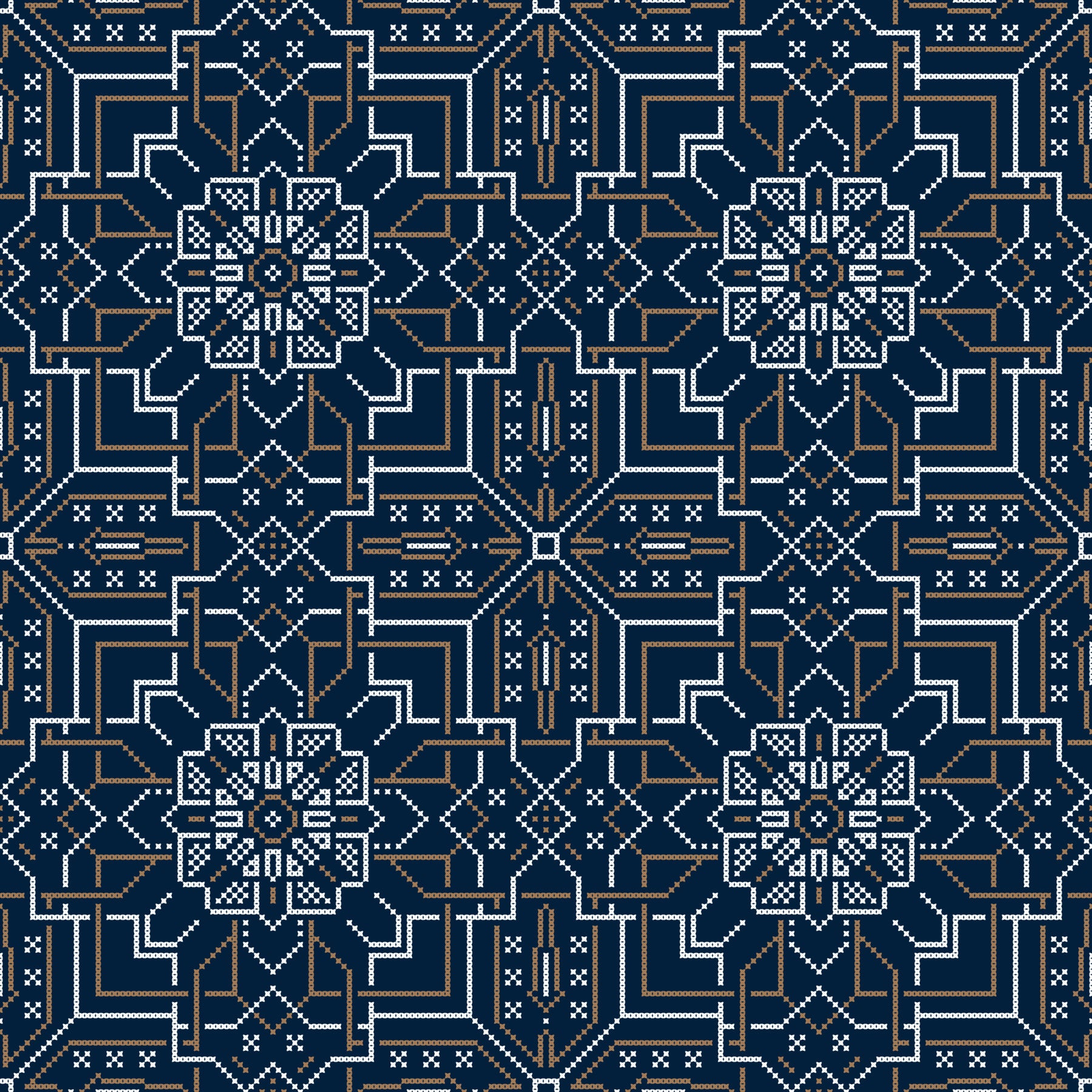 Midnight Cross Stitch Geometric Wallpaper⁠