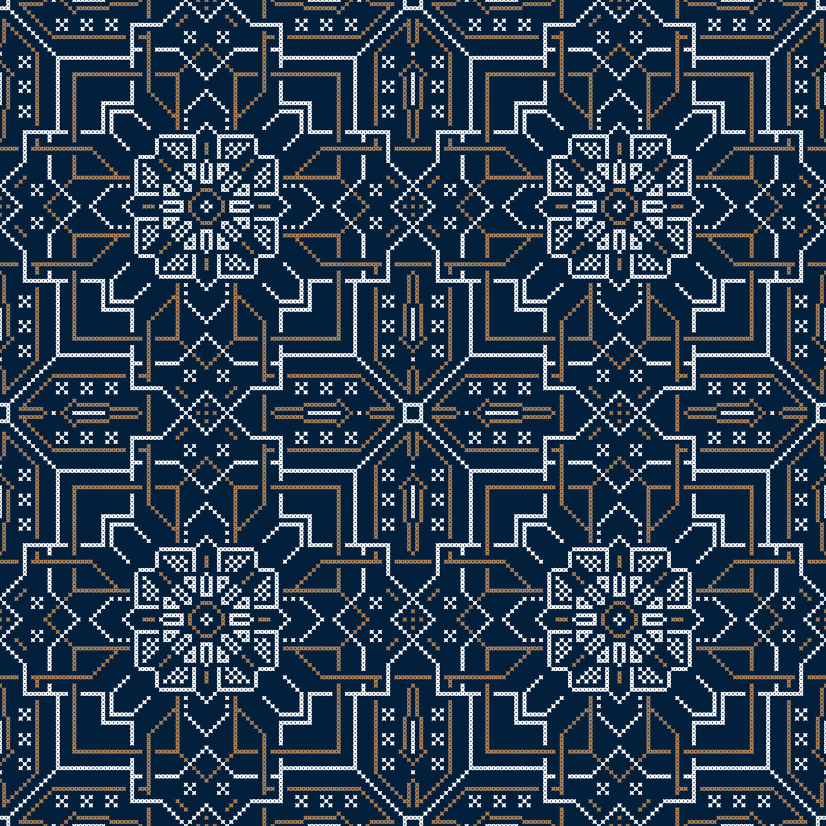 Midnight Cross Stitch Geometric Wallpaper⁠ in your room — zoomed