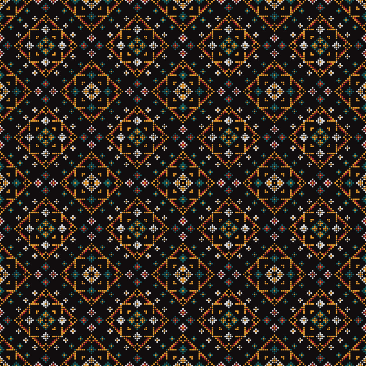 Geometric Cross-Stitch Rhythm Wallpaper⁠ in your room