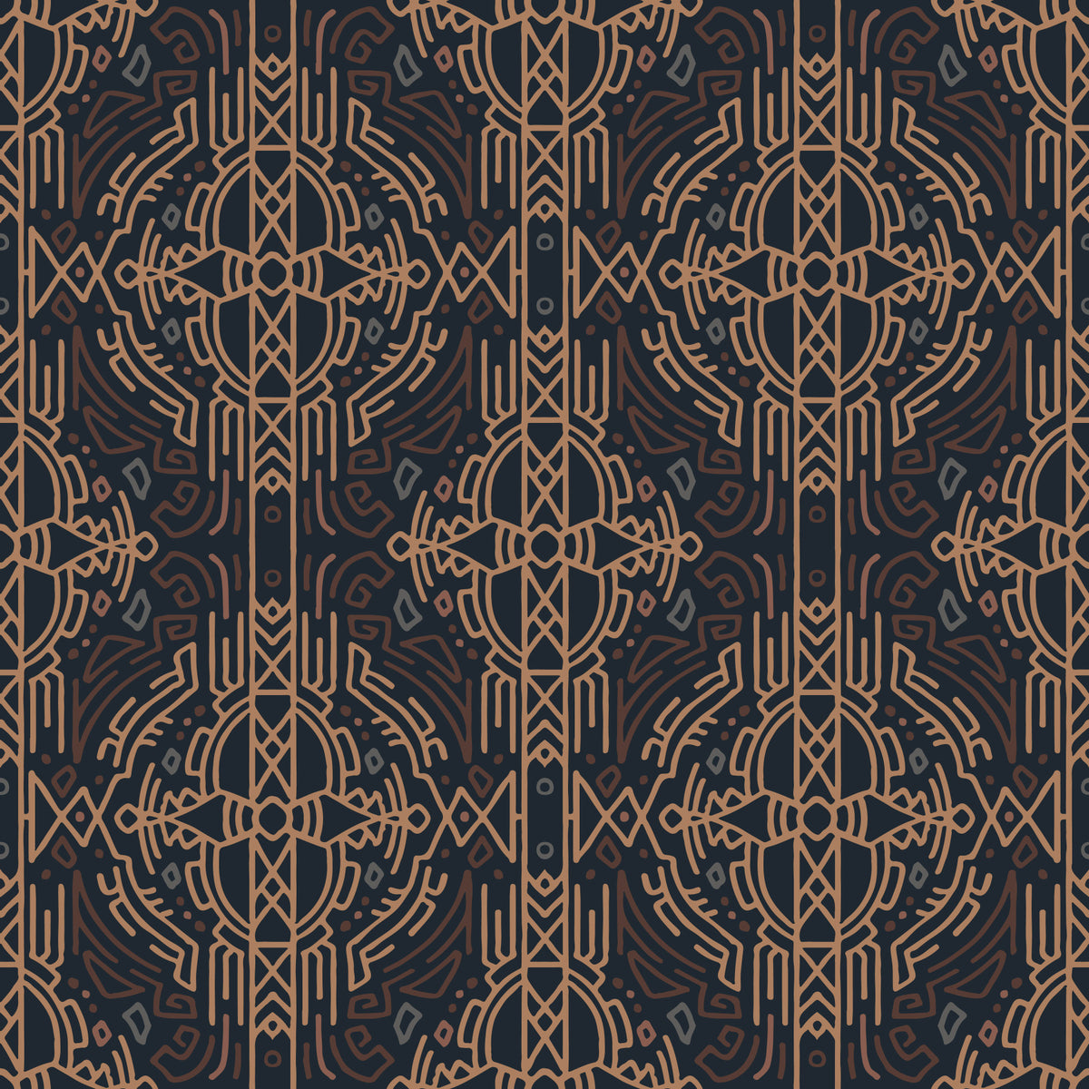 Earthy Tribal Abstract Symmetry Wallpaper⁠ in your room