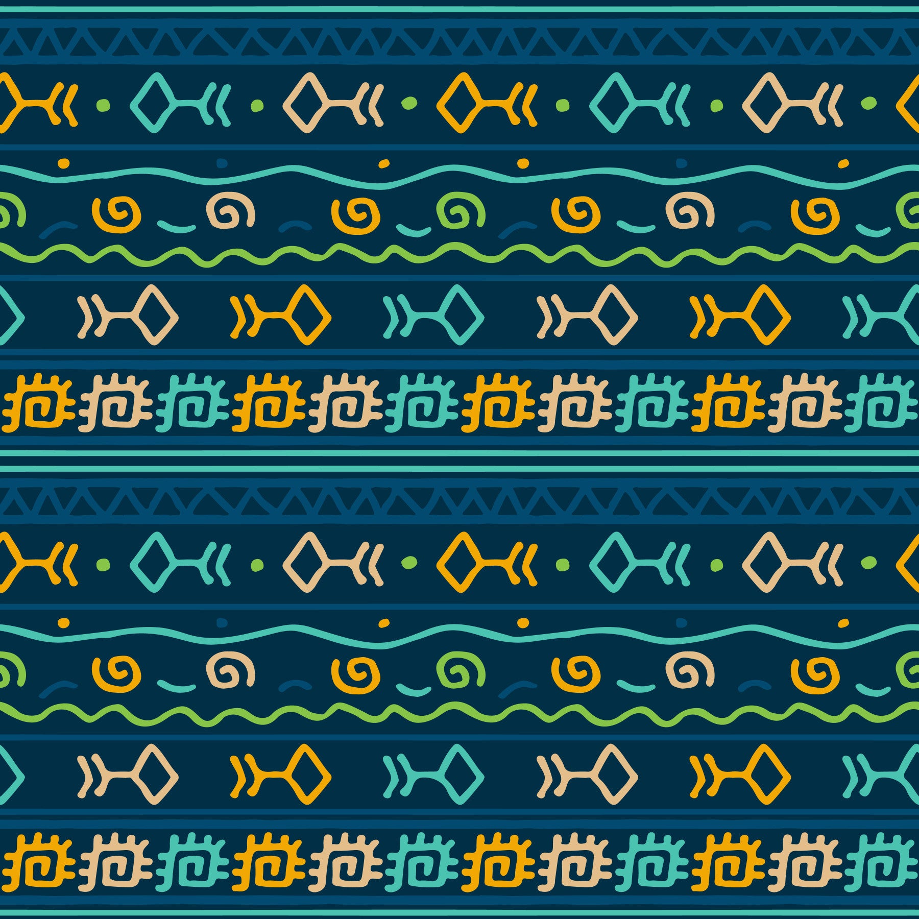 Tribal Indigo Patterned Motif Wallpaper⁠