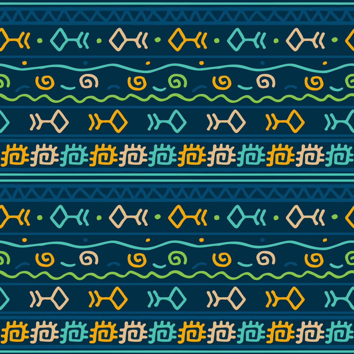Tribal Indigo Patterned Motif Wallpaper⁠ in your room