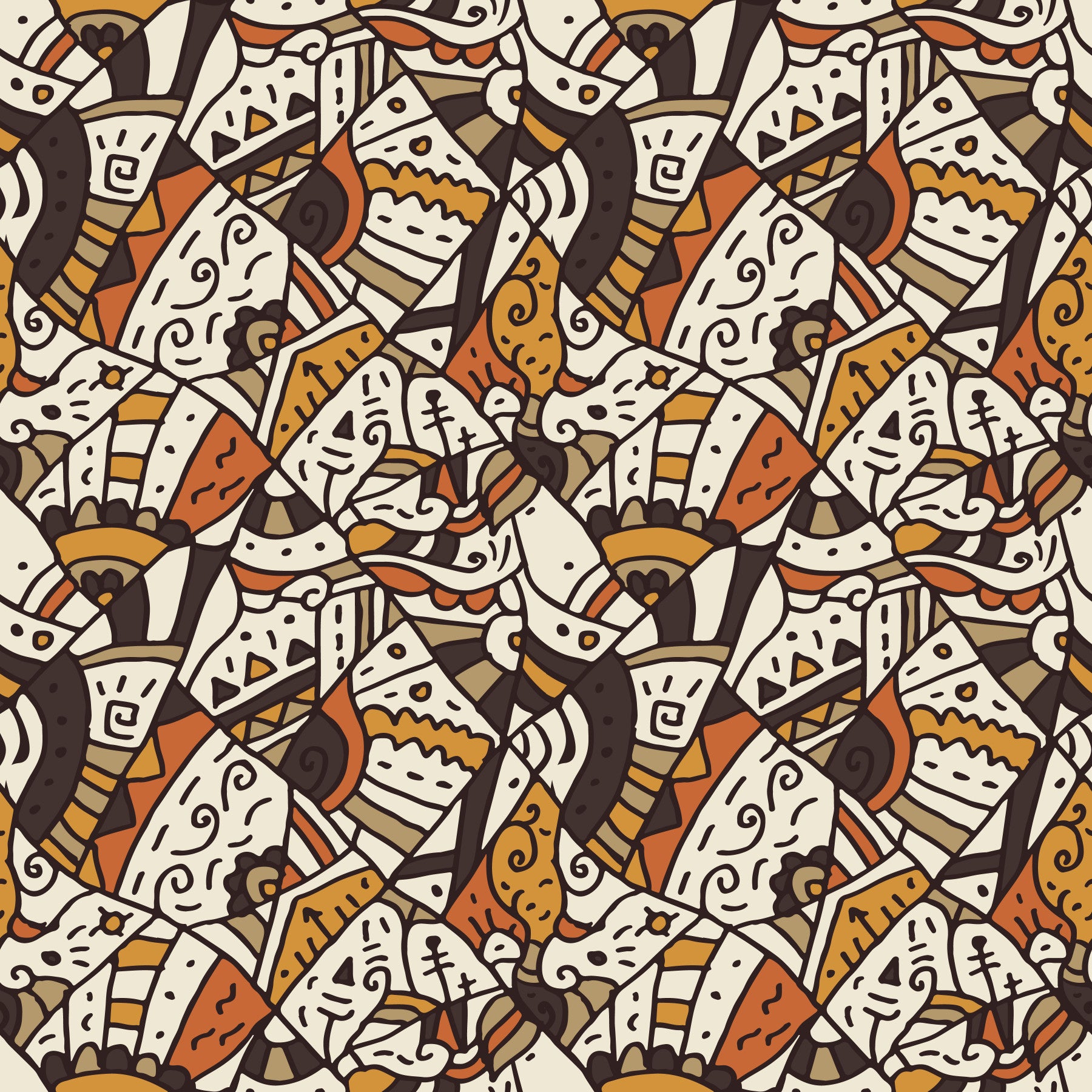 Abstract Tribal Spirals and Shapes Wallpaper⁠