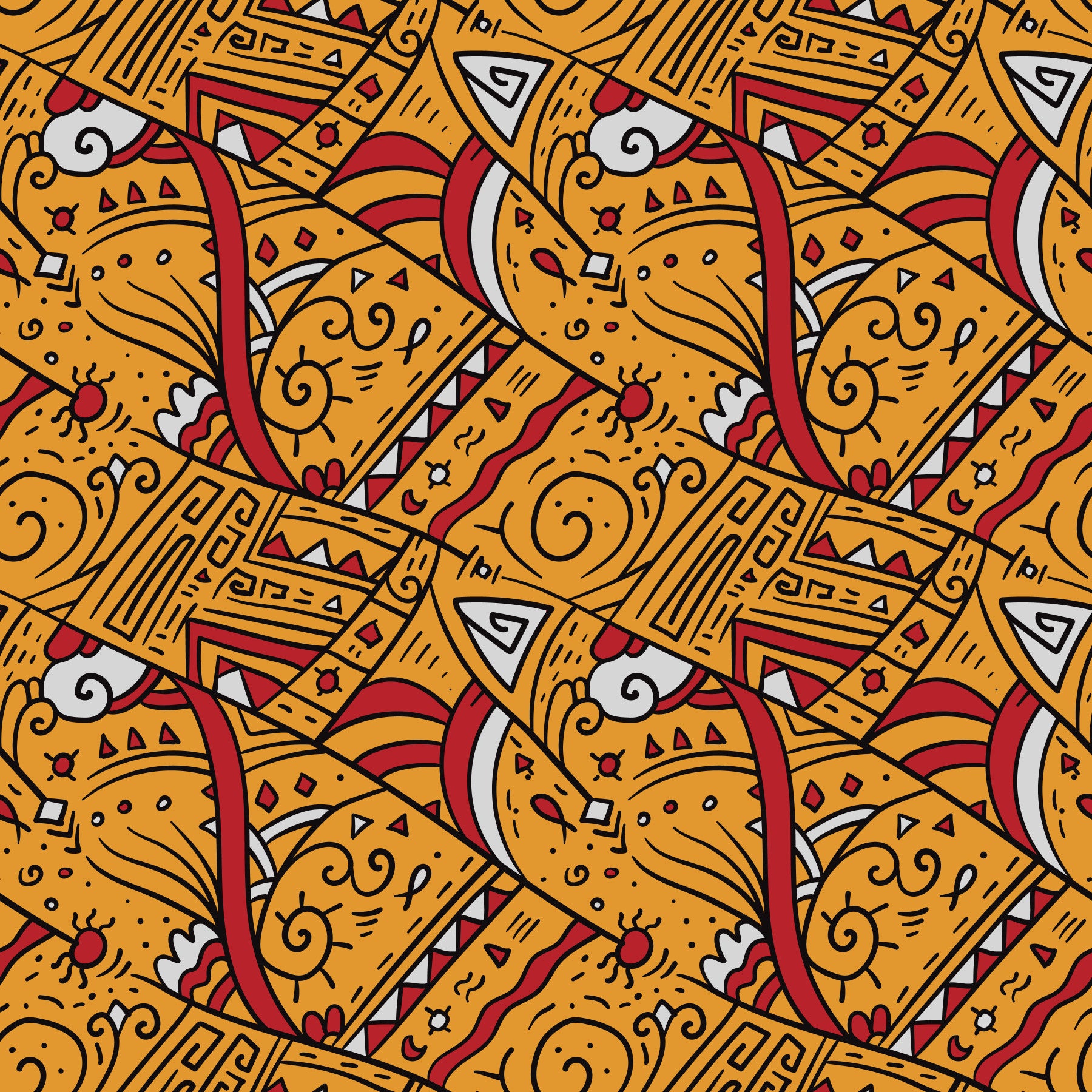 Tribal Ochre Geometric Pattern Wallpaper⁠