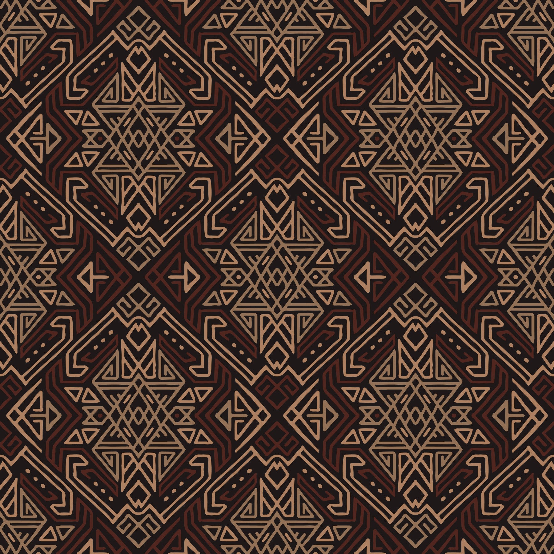 Ancient Geometric Brown Tribal Motif Wallpaper⁠