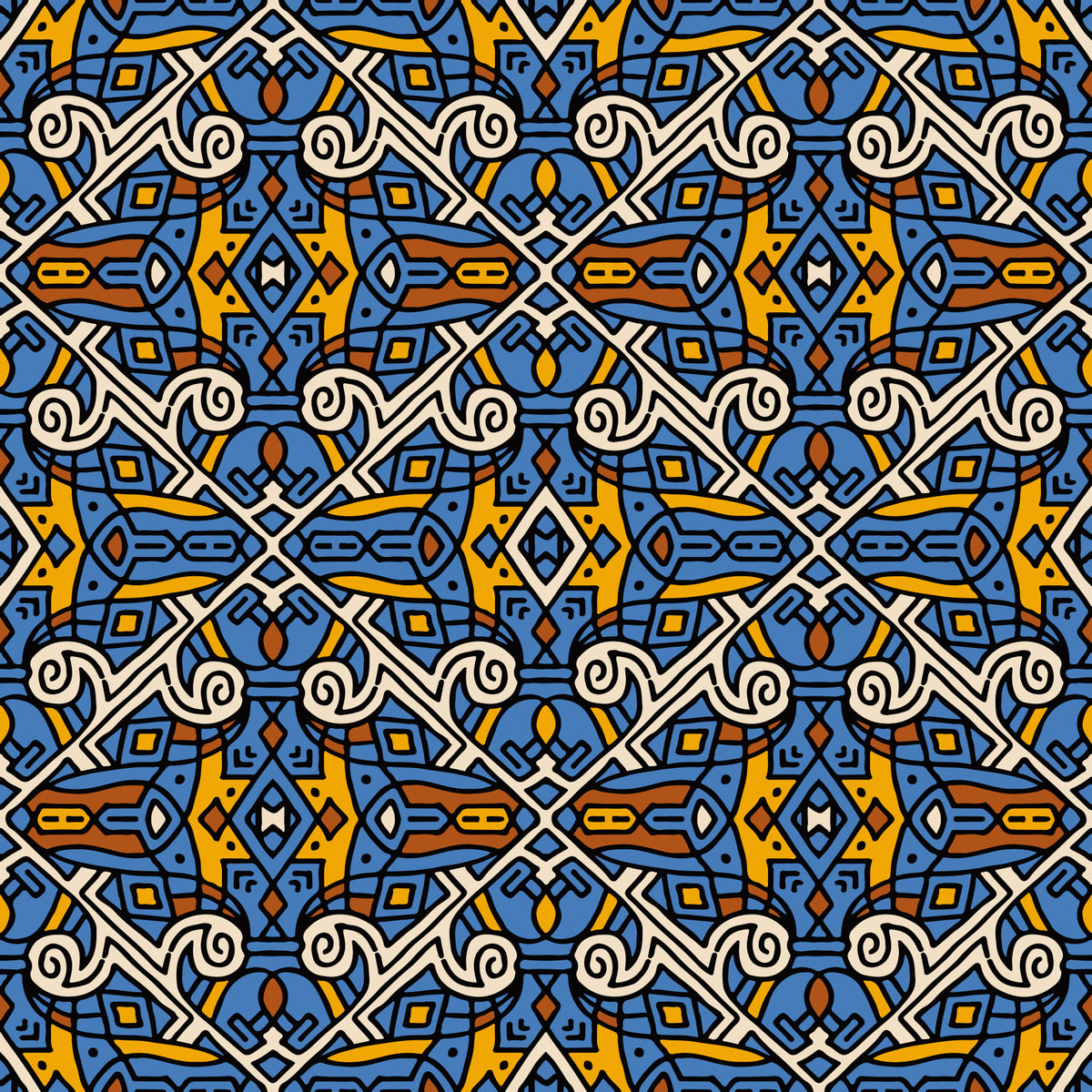 Tribal Mosaic Tile Motif Wallpaper⁠ in your room — zoomed