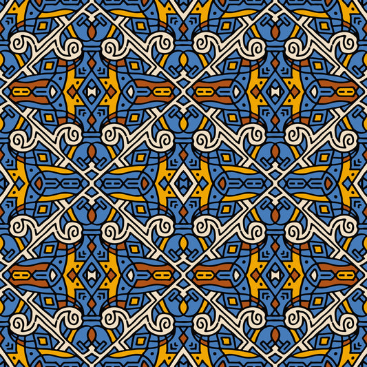 Tribal Mosaic Tile Motif Wallpaper⁠