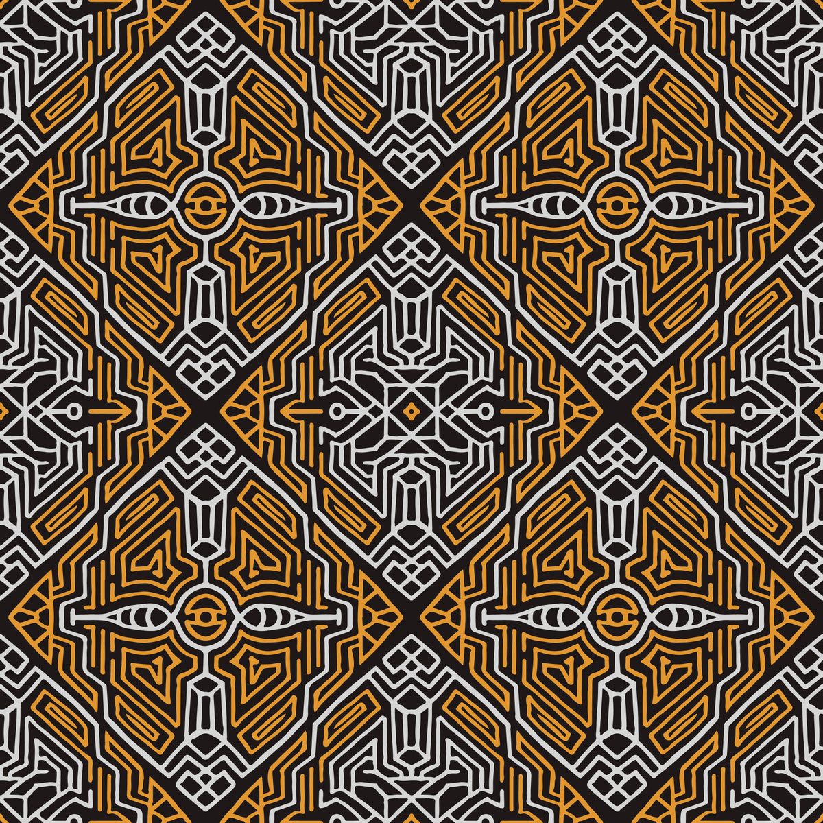 Noir and Gold Tribal Labyrinth Wallpaper⁠