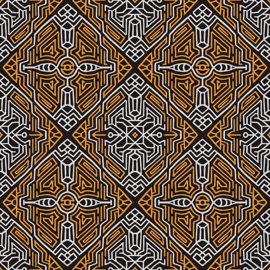 Noir and Gold Tribal Labyrinth Wallpaper⁠