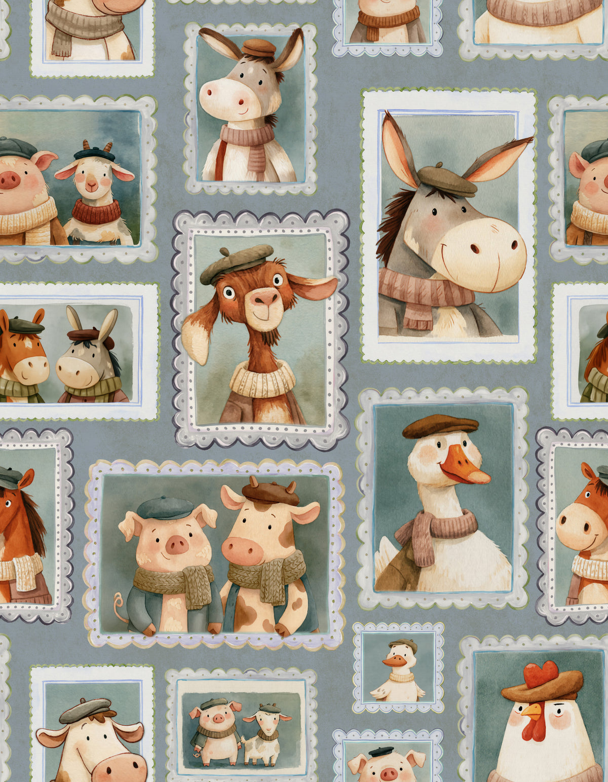 Whimsical Farm Portrait Gallery Rustic Farm Wallpaper⁠ in your room