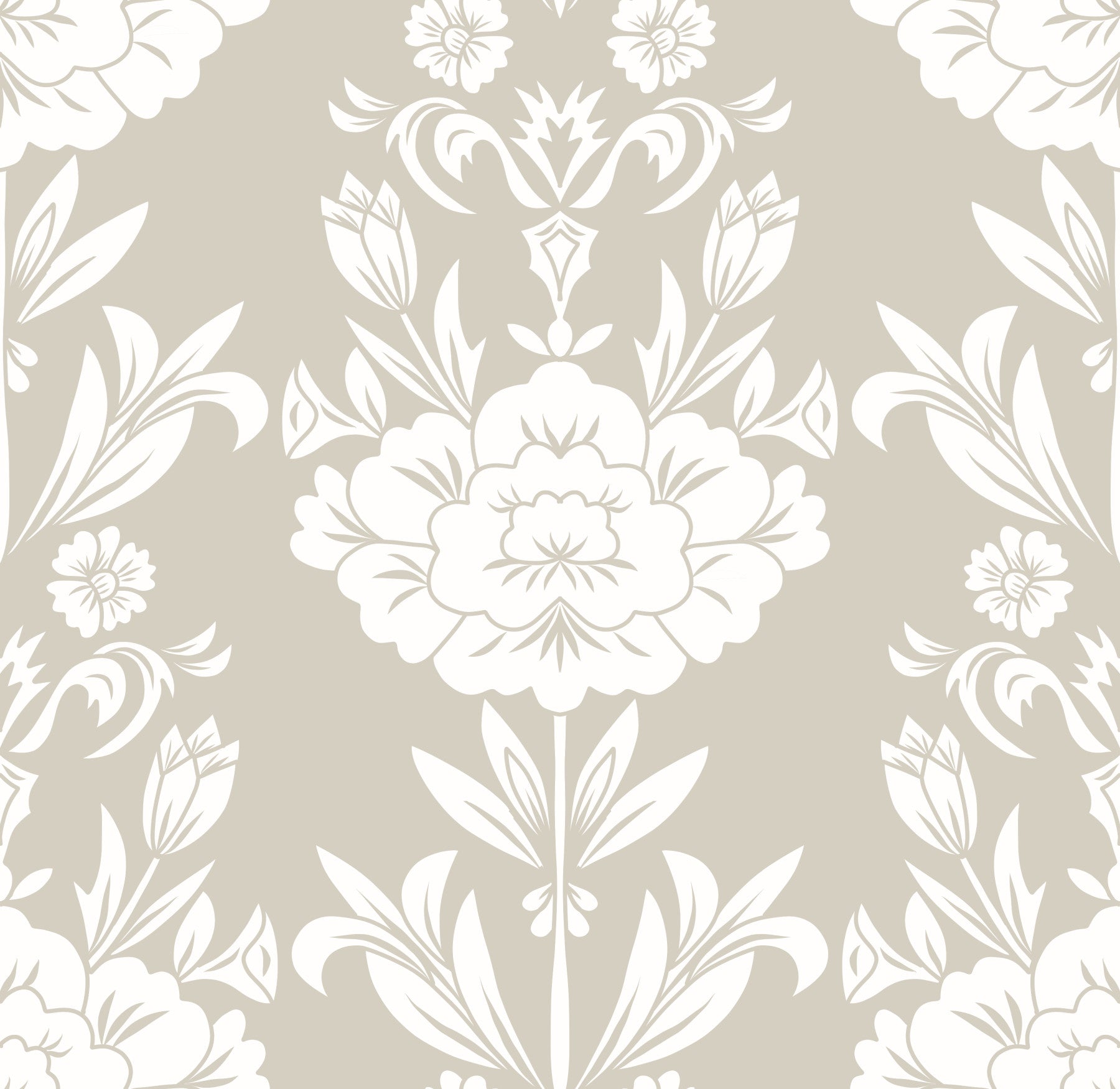 Minimalist Floral Damask Motif Wallpaper⁠