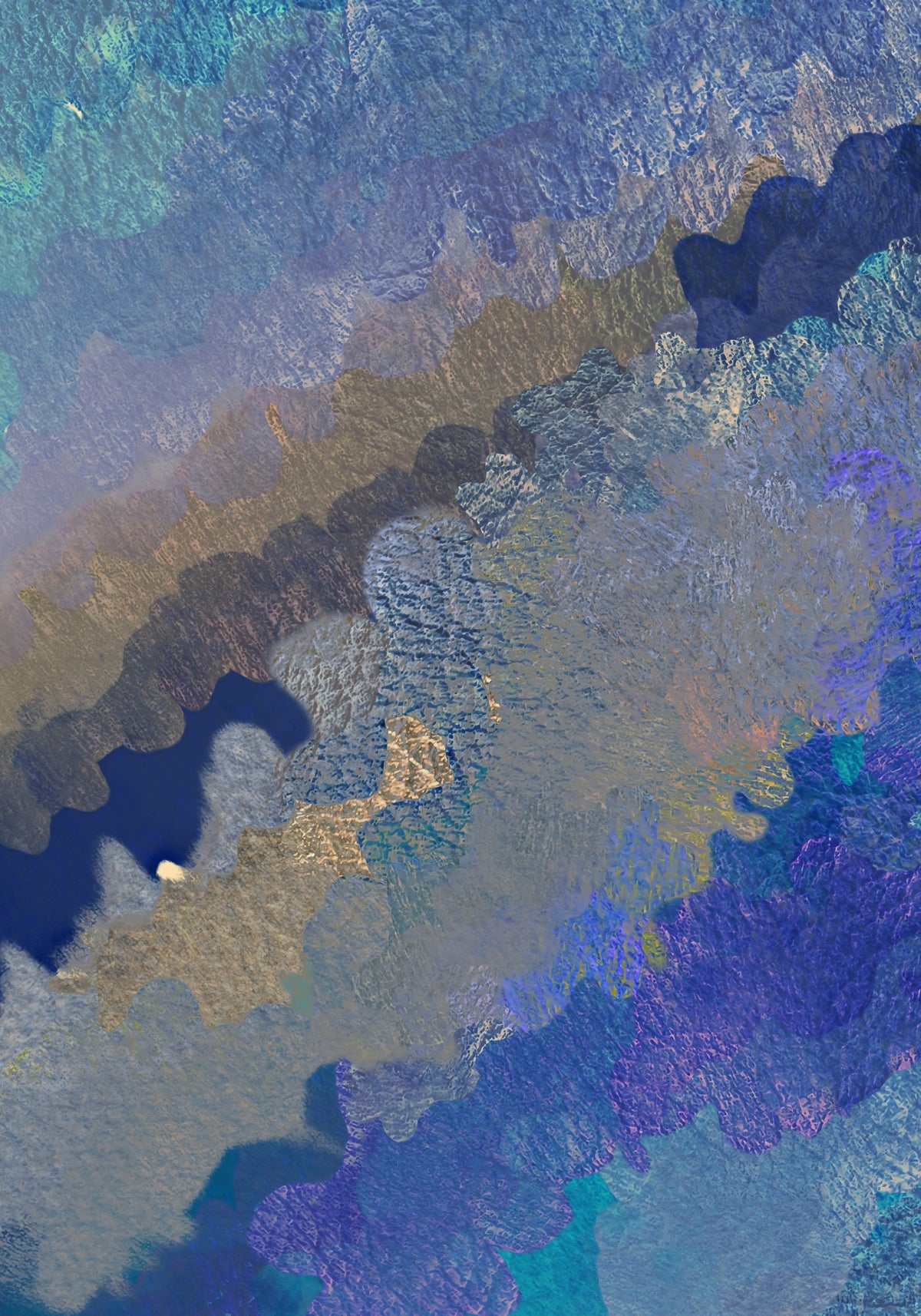 Cerulean Layers Abstract Art Wall Mural in your room — zoomed