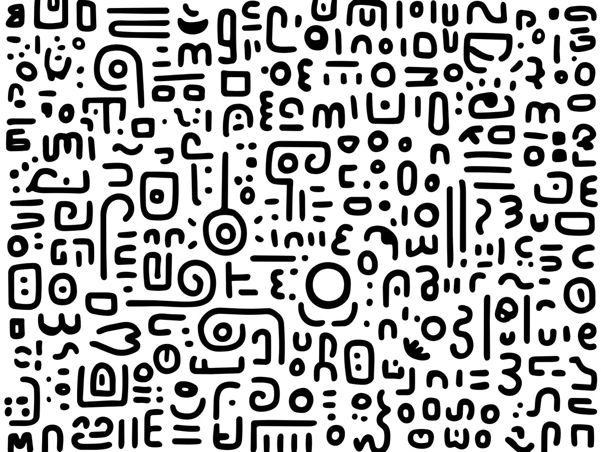 Minimalist Black and White Doodle Art Wall Mural in your room
