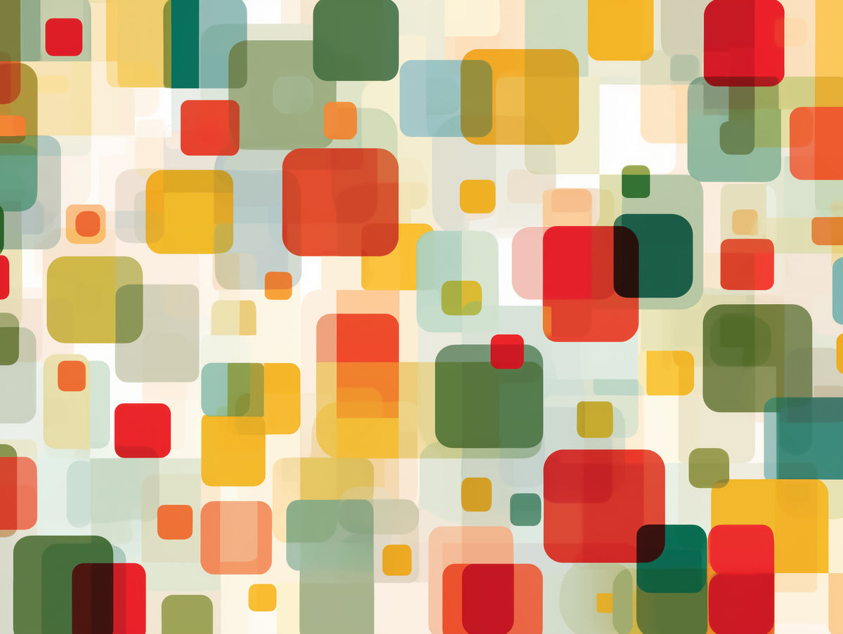 Retro Overlapping Squares Composition Wall Mural in your room — zoomed
