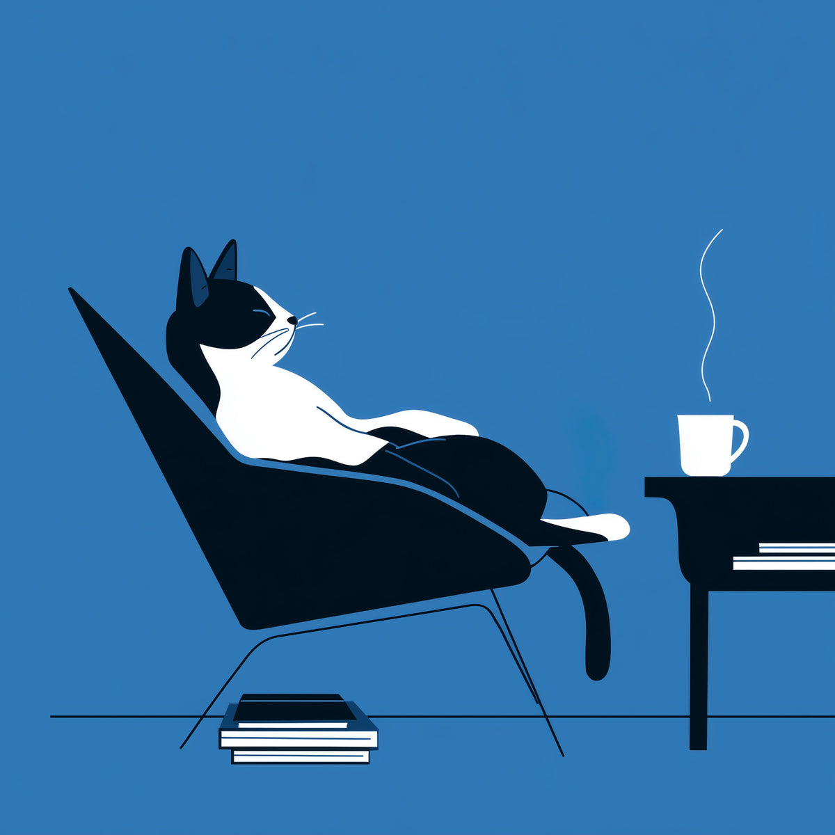 Minimalist Feline Coffee Break Wall Mural in your room