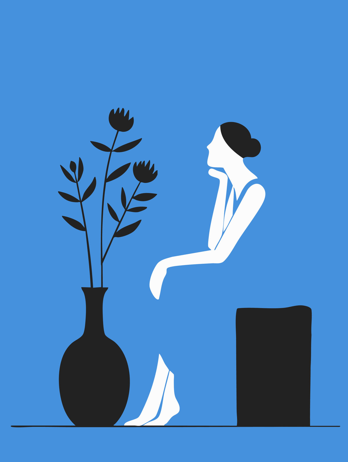 Minimalist Lady in Blue Dress Wall Mural in your room