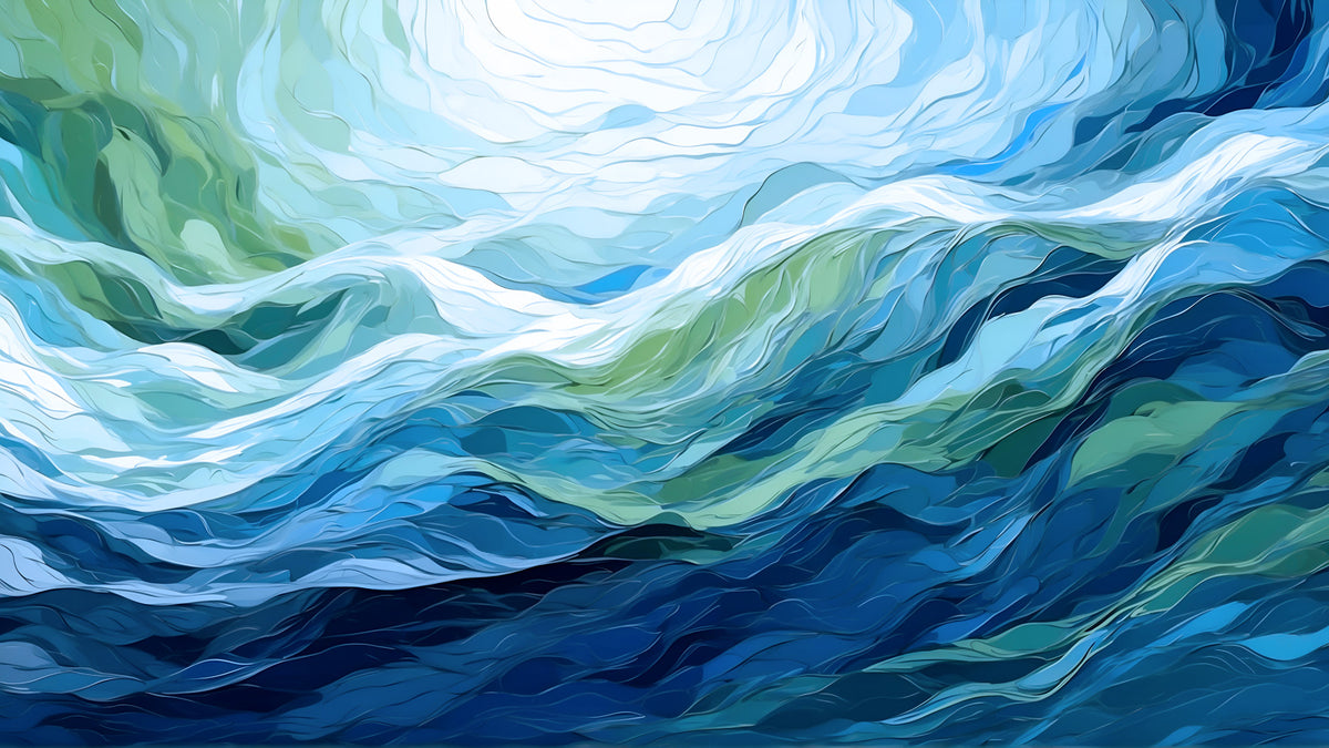 Ethereal Azure Flow Abstract Wall Mural in your room — zoomed